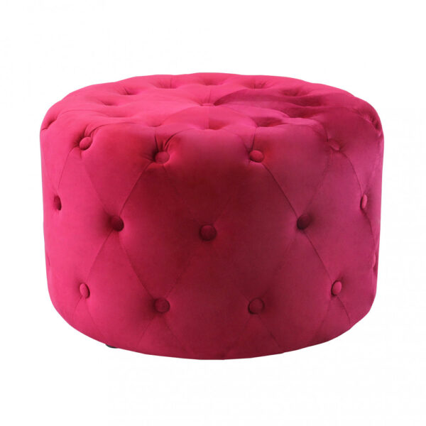 POUF ROTONDO IN VELLUTO BORDEAUX - immagine 3