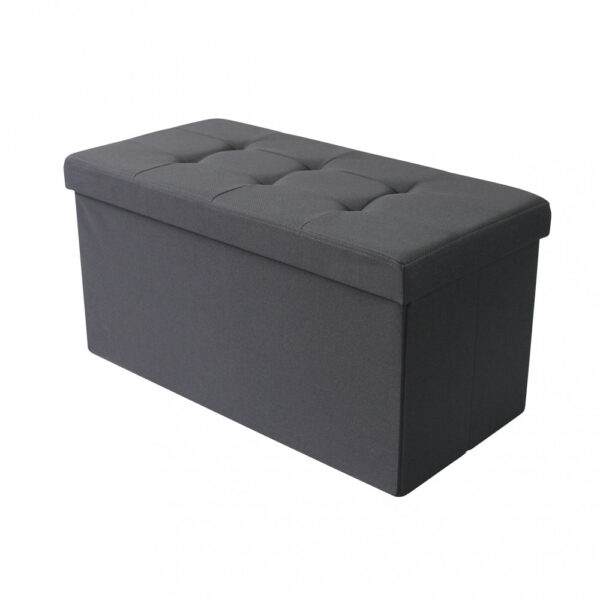 POUF CONTENITORE RETTANGOLARE IN STOFFA NERO - immagine 5
