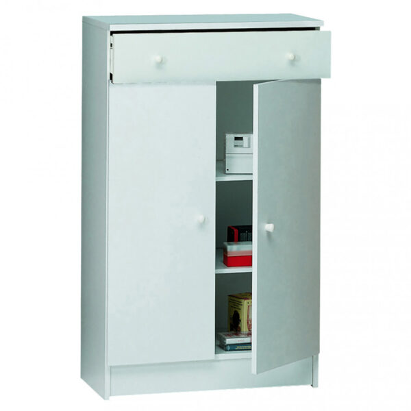 A14100BI MOBILE 2 ANTE 1 CASSETTO BIANCO LISCIO E BIANCO LISCIO - immagine 2