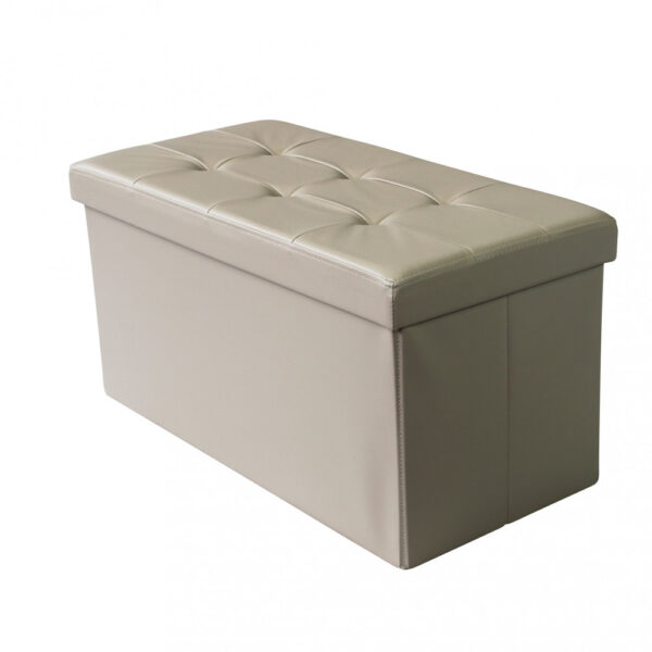 POUF CONTENITORE RETTANGOLARE IN ECOPELLE NATURALE - immagine 6