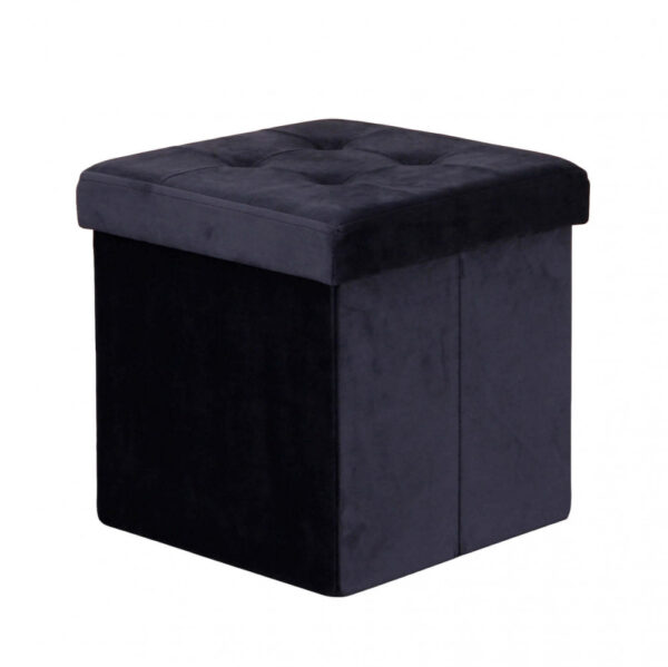 POUF CONTENITORE QUADRATO IN VELLUTO NERO - immagine 6