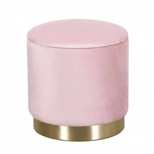 POUF CONTENITORE ROTONDO IN VELLUTO ROSA - immagine 3