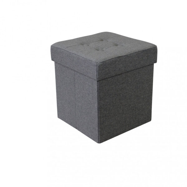 POUF CONTENITORE QUADRATO IN STOFFA GRIGIO SCURO - immagine 7