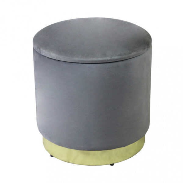 POUF CONTENITORE ROTONDO IN VELLUTO GRIGIO SCURO - immagine 3