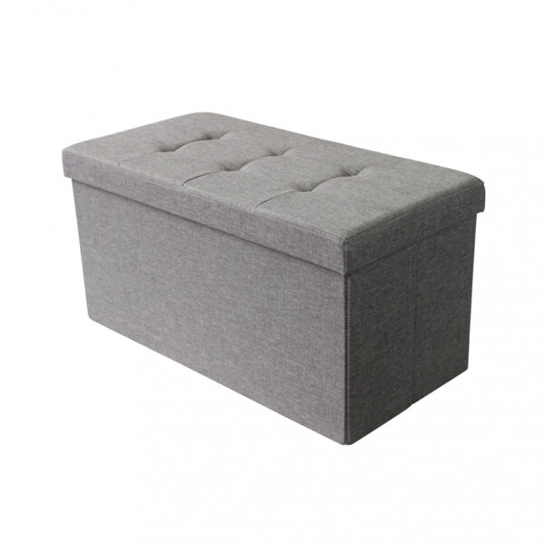 POUF CONTENITORE RETTANGOLARE IN STOFFA GRIGIO - immagine 6
