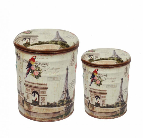 SET DI 2 POUF CONTENITORE TONDO PARIGI - immagine 2