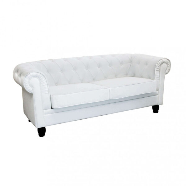 DIVANO 3 POSTI CHESTERFIELD IN ECOPELLE BIANCO - immagine 7