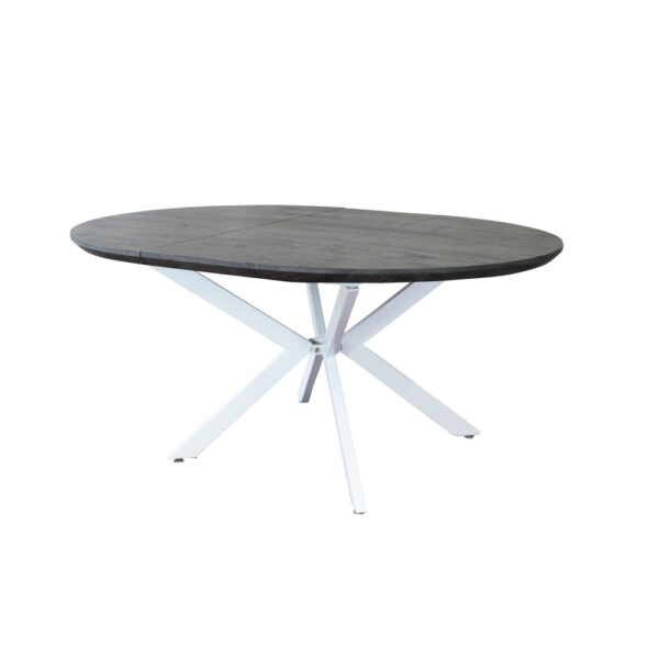 TAVOLO ROTONDO ALLUNGABILE GARRY ANTRACITE EFFETTO LEGNO STRUTTURA BIANCA 120/160 X 120