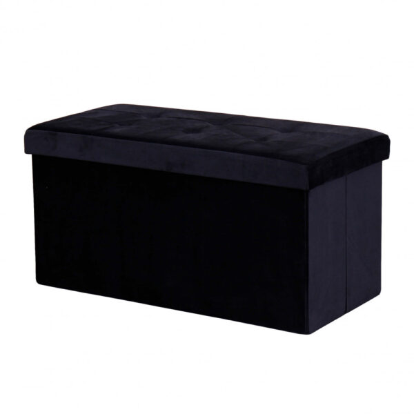 POUF CONTENITORE RETTANGOLARE IN VELLUTO NERO - immagine 5