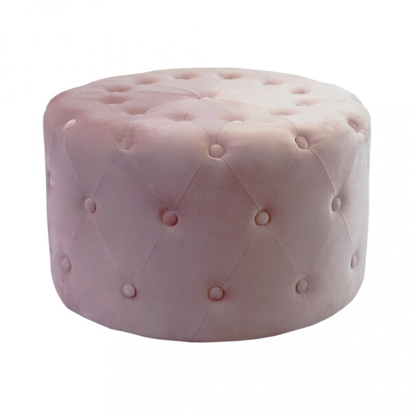 POUF ROTONDO IN VELLUTO ROSA - immagine 3