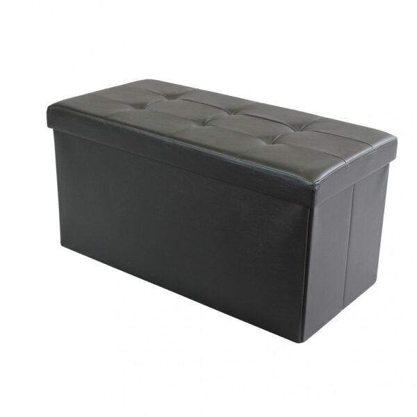 POUF CONTENITORE RETTANGOLARE IN ECOPELLE NERO - immagine 6