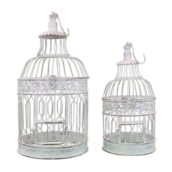 SET DI 2 GABBIE CLAIRE ROTONDE BIANCO ANTICO - immagine 3