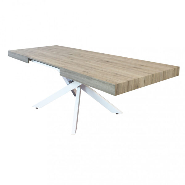TAVOLO ALLUNGABILE DARREN NATURALE CON VENATURE STRUTTURA BIANCA 160/240 X 90