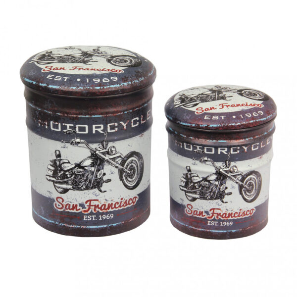 SET DI 2 POUF CONTENITORE TONDO MOTO GRIGIO SCURO - immagine 3
