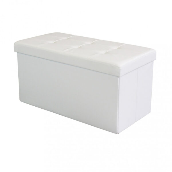 POUF CONTENITORE RETTANGOLARE IN ECOPELLE  BIANCO - immagine 6