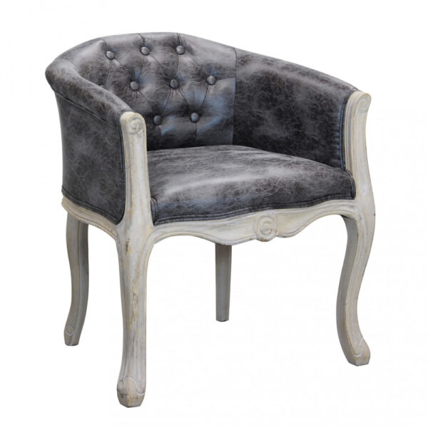 POLTRONA COREEN IN ECOPELLE VINTAGE GRIGIO - immagine 6