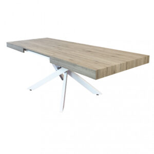 TAVOLO ALLUNGABILE DARREN NATURALE CON VENATURE STRUTTURA BIANCA 160/240 X 90