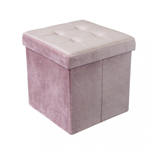 POUF CONTENITORE QUADRATO IN VELLUTO ROSA - immagine 6