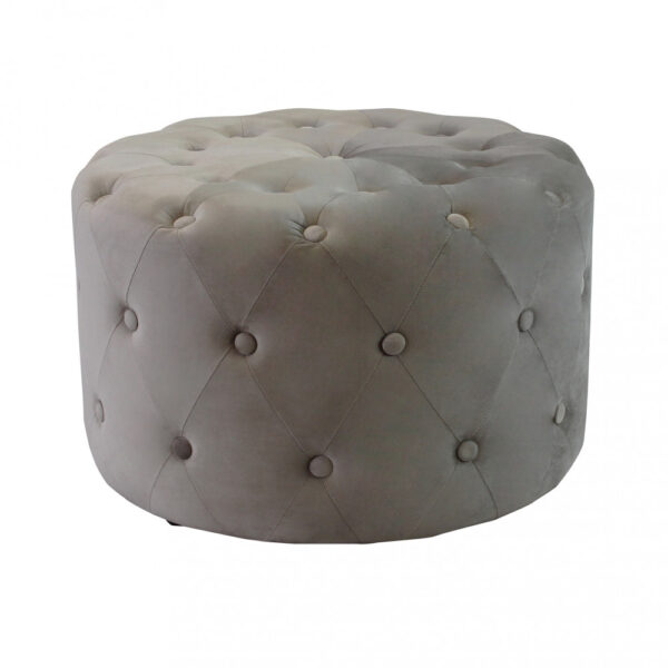 POUF ROTONDO IN VELLUTO TORTORA - immagine 3