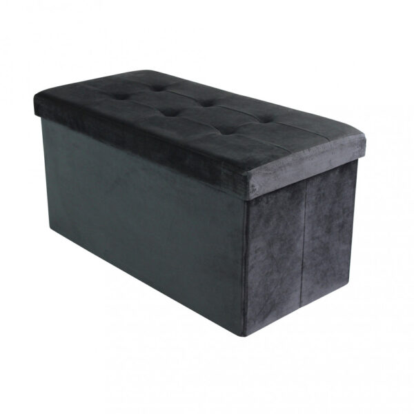POUF CONTENITORE RETTANGOLARE IN VELLUTO NERO - immagine 5