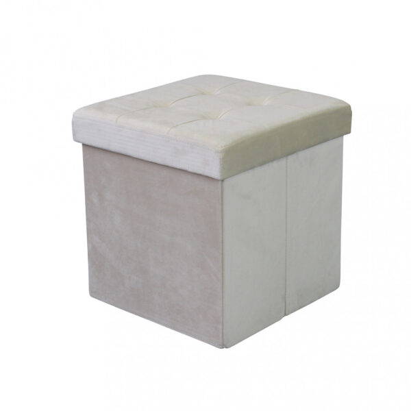 POUF CONTENITORE QUADRATO IN VELLUTO BEIGE - immagine 6