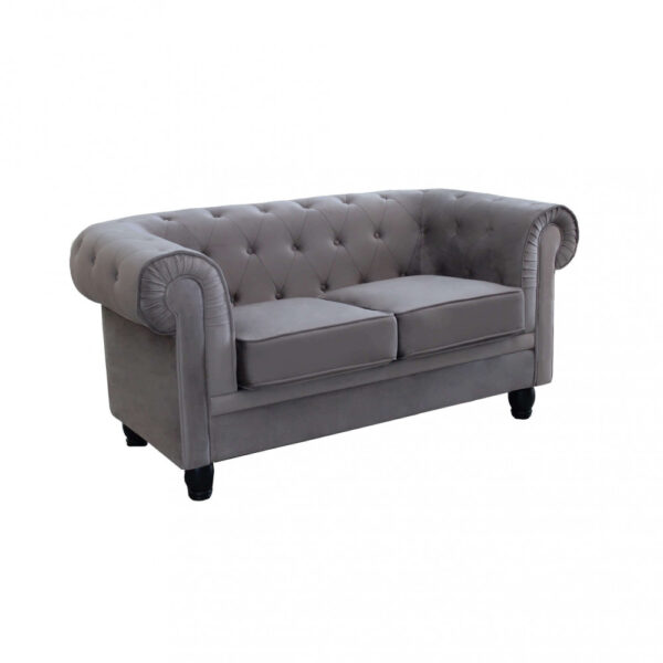 DIVANO 2 POSTI CHESTERFIELD IN VELLUTO TAUPE - immagine 6