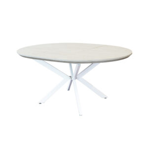 TAVOLO ROTONDO ALLUNGABILE GARRY BIANCO EFFETTO LEGNO STRUTTURA BIANCA 120/160 X 120