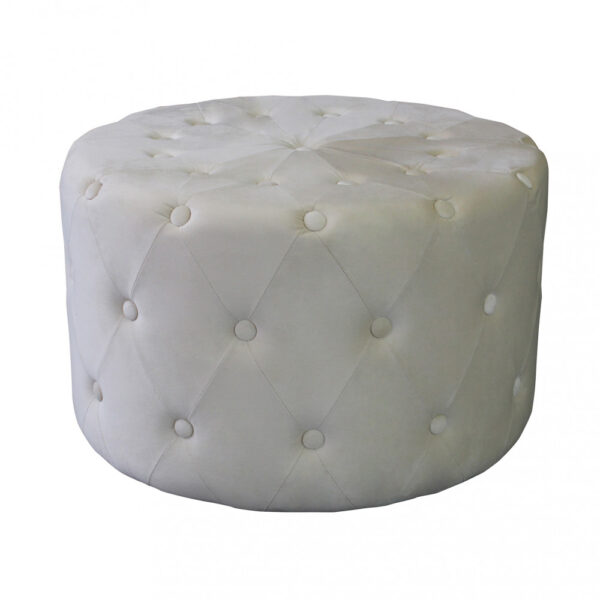 POUF ROTONDO IN VELLUTO BEIG - immagine 3