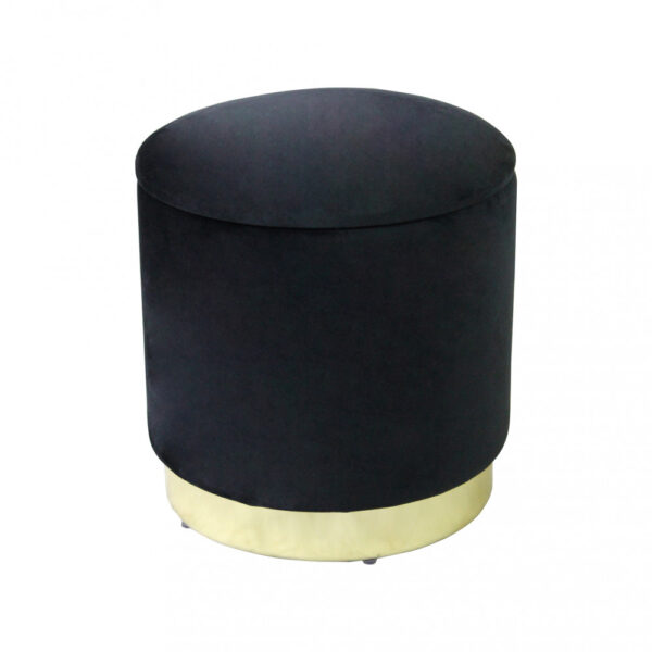 POUF CONTENITORE ROTONDO IN VELLUTO NERO - immagine 3