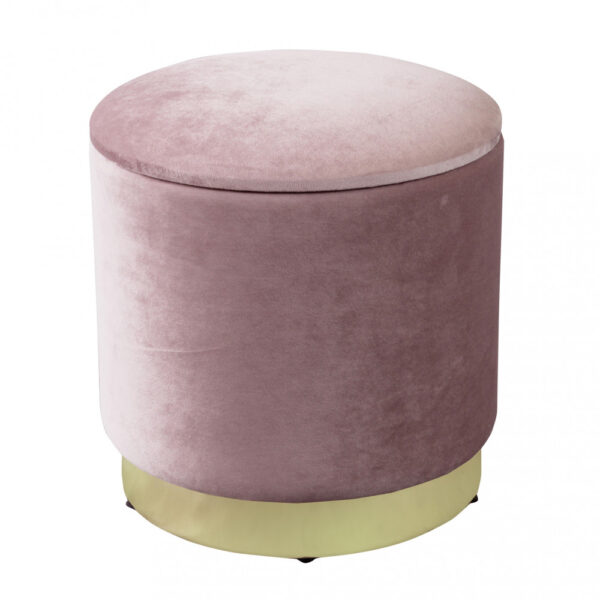 POUF CONTENITORE ROTONDO IN VELLUTO ROSA - immagine 3