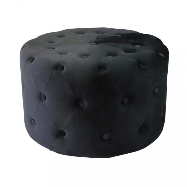POUF ROTONDO IN VELLUTO NERO - immagine 4
