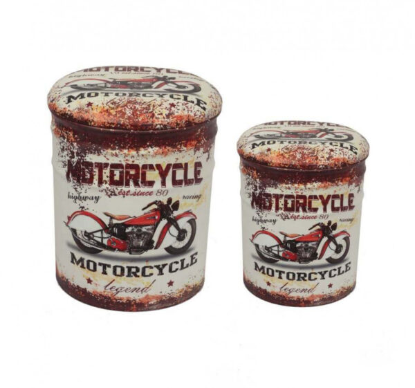 SET DI 2 POUF CONTENITORE TONDO MOTO GRIGIO CHIARO - immagine 2