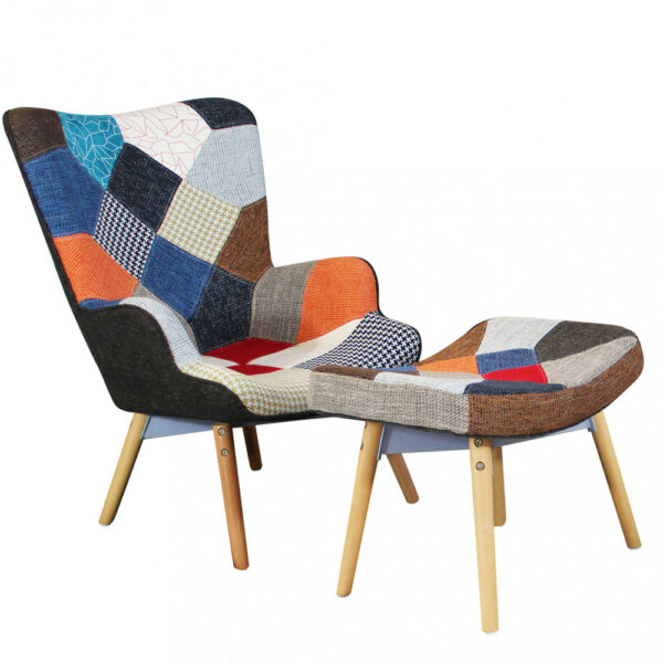 POLTRONA CON POGGIAPIEDI VERSAILLES PATCHWORK - immagine 4
