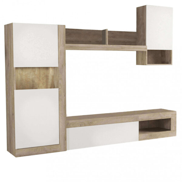 PARETE SOGGIORNO ROOMY BIANCO E ROVERE CHIARO - immagine 5