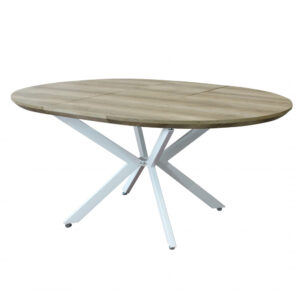 TAVOLO ROTONDO ALLUNGABILE GARRY NATURALE NODATO STRUTTURA BIANCA 120/160 X 120