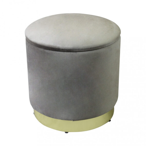 POUF CONTENITORE ROTONDO IN VELLUTO TORTORA - immagine 3