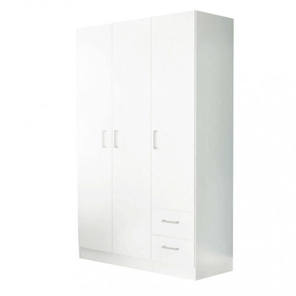 ARMADIO 3 ANTE E 2 CASSETTI BIANCO - immagine 3